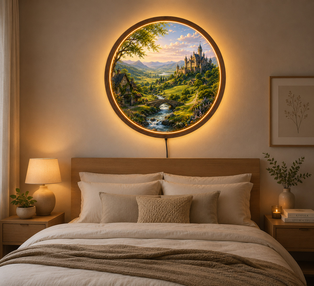 European Countryside LED Wall Decor, Cottagecore Acrylic Night Light