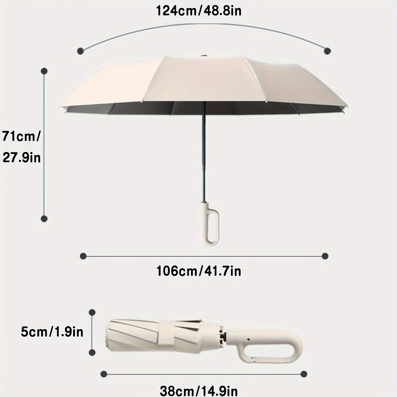 30 Bones Windproof 105CM Automatic Folding Umbrella for Men, Strong & Reinforced, Large Handle