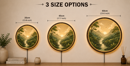 Nature Landscape LED Wall Decor, Round Mountain Waterfall Light