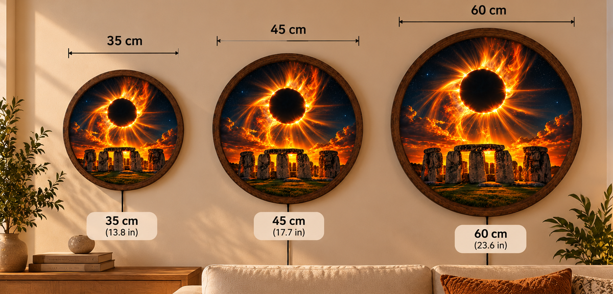 Solar Eclipse Stonehenge LED Wall Art, Round Lighted Wall Decor, Fiery Celestial Eclipse Lamp, Mystical Space Wall Art