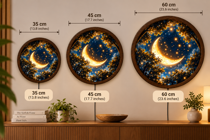 Crescent Moon LED Wall Art, Enchanted Forest Starry Night Light, Celestial Round Wall Decor, Glowing Moon Bedroom Art, Moon Lover Gift