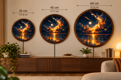 Celestial Ocean LED Wall Art, Starry Night Seascape Round Wall Light, Glowing Moon Coastal Decor, Galaxy Sky Bedroom Gift