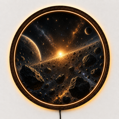 Cosmic Asteroid LED Wall Art, Planetary Space Decor, Lighted Wall Hanging
