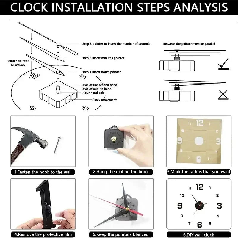 Creative Frameless DIY Wall Clock – Silent Wall Decal for Home, Living Room, Office Decoration