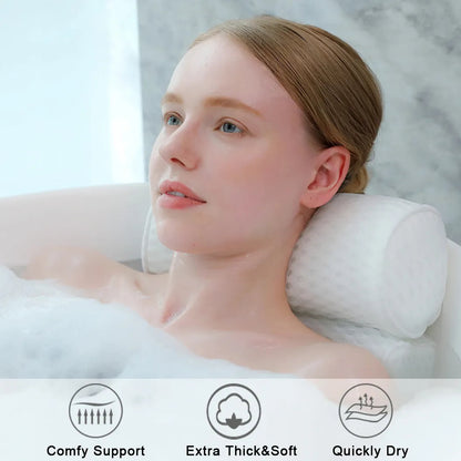 Bath Pillow, Bathtub Spa 4D Air Mesh 7 Suction Support Head Back Shoulder Neck