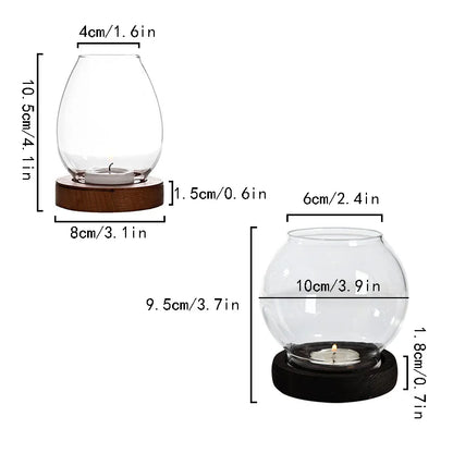 Transparent Round Glass Candlestick, Retro Windproof Candle Holders with Cup Cover for Table Decor, Wedding & Party Accessories