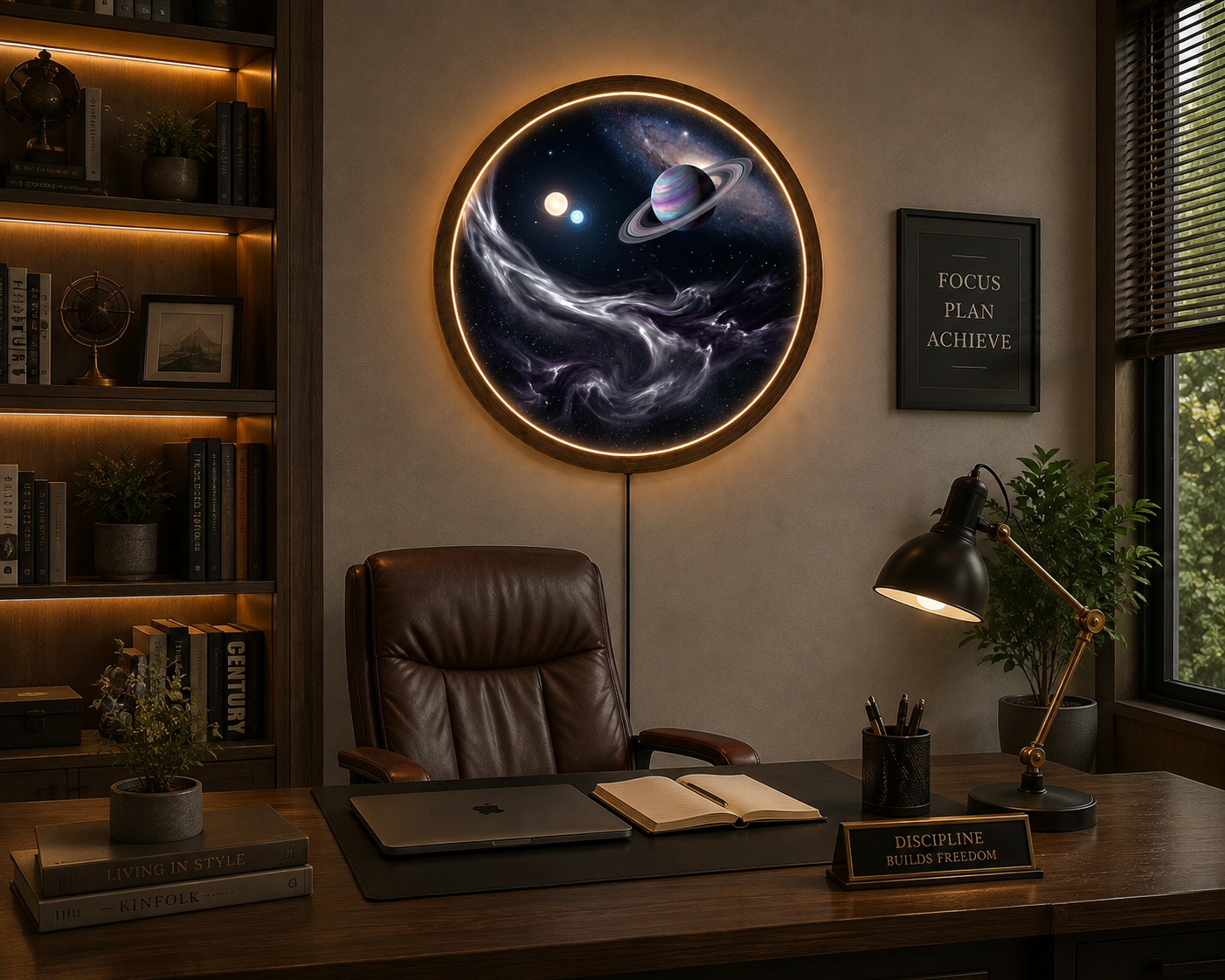 Galaxy LED Wall Art, Saturn Planet Round Light, Space Nebula Wall Decor, Cosmic Night Lamp, Astronomy Gift, Bedroom Home Decor