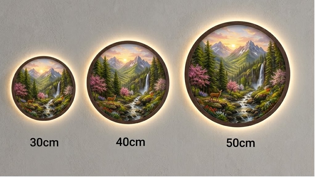 Spring Mountain LED Wall Decor, Forest Waterfall Wall Art, Nature Wall Light, Cabin Home Decor