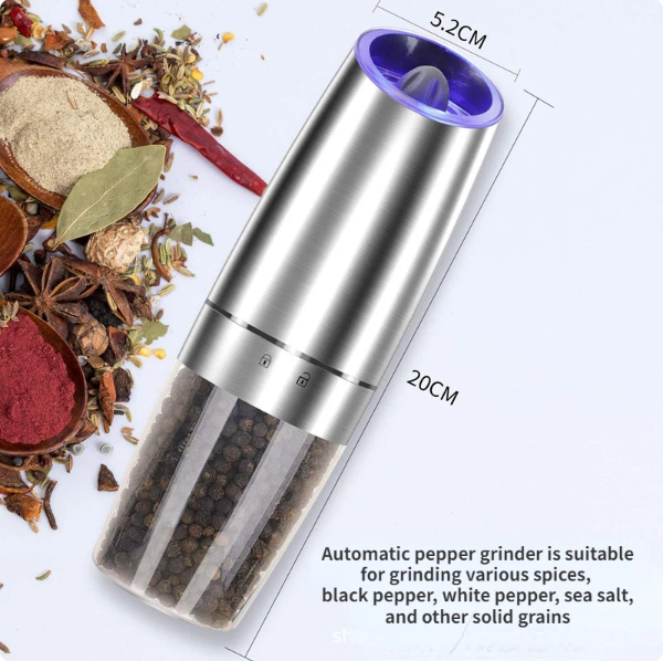 Electric Automatic Mill Spice Salt and Pepper Grinder Gravity LED Light