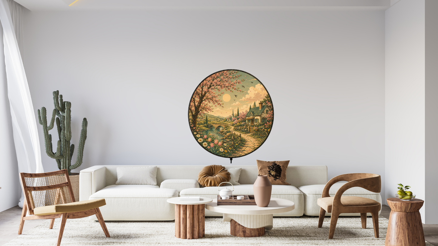 Spring Countryside LED Wall Art, Retro Floral Acrylic Light Sign