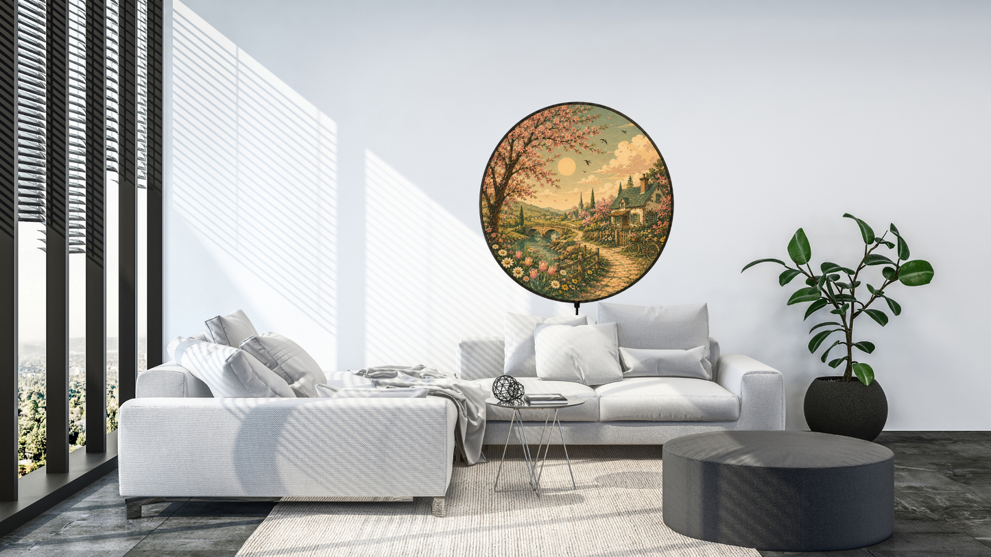 Spring Countryside LED Wall Art, Retro Floral Acrylic Light Sign