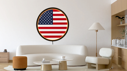 USA Flag Lighted Wall Art, American Patriotic Decor, LED Acrylic Sign