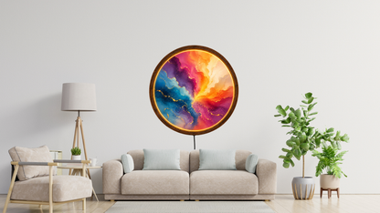 Abstract LED Wall Art, Colorful Round Light Decor, Modern Acrylic Lamp