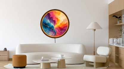 Abstract LED Wall Art, Colorful Round Light Decor, Modern Acrylic Lamp