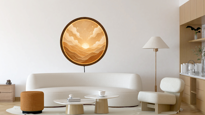 Boho Sunrise LED Wall Decor, Neutral Landscape Light, Round Acrylic Wall Hanging Gift