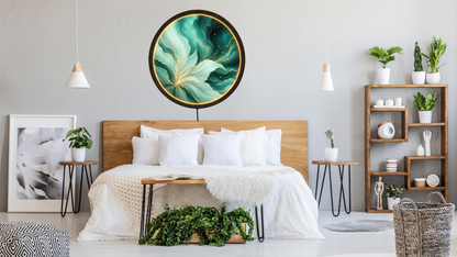 Mint Flower LED Wall Art, Round Botanical Light, Acrylic Wall Decor Gift