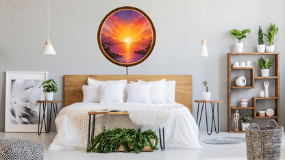 Sunrise LED Wall Decor, Mountain Landscape Acrylic Night Light, Round Wall Art