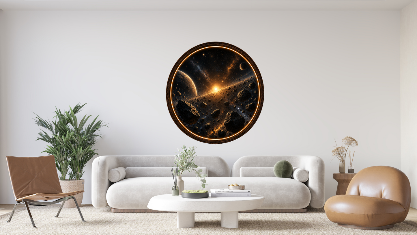 Cosmic Asteroid LED Wall Art, Planetary Space Decor, Lighted Wall Hanging