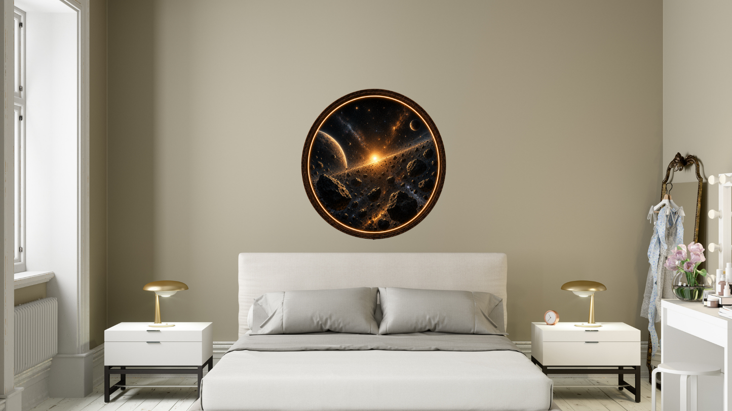 Cosmic Asteroid LED Wall Art, Planetary Space Decor, Lighted Wall Hanging