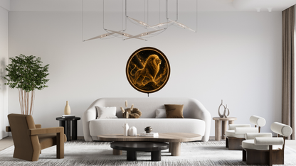 Leo Zodiac Lion LED Wall Art, Celestial Lion Night Light, Round Illuminated Wall Decor, Astrology Gift for Leo Sign