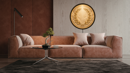 Laurel Wreath LED Wall Decor, Round Wooden Frame Light, Roman Inspired Wall Art