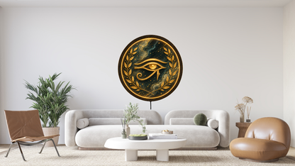 Eye of Horus LED Wall Decor, Round Wooden Frame Light, Egyptian Wall Art