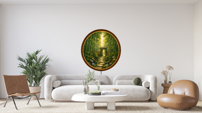 Bamboo Forest LED Wall Decor, Round Nature Lighted Wall Art