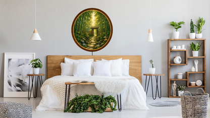 Bamboo Forest LED Wall Decor, Round Nature Lighted Wall Art