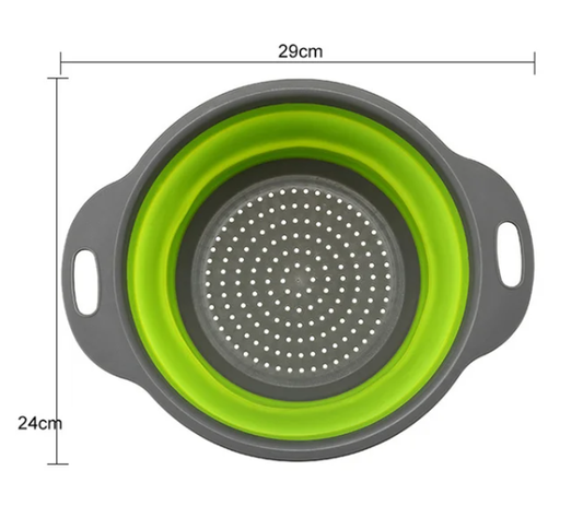 Silicone Round Folding Vegetable Fruits Washing Drain Basket