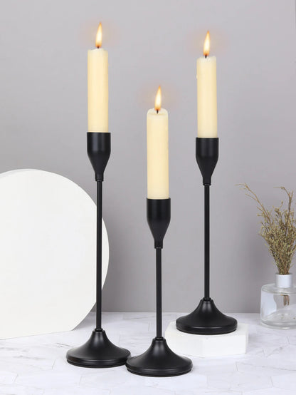 3Pcs European Style Metal Candle Holders, Exquisite Candlestick Set for Wedding & Christmas Table Decor