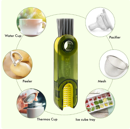 3-in-1 Cleaning Brush Water Bottle Lid Cleaning Brush Multi-Purpose U-Shaped Cup Crevice Cleaning Brush Silicone Cleaner