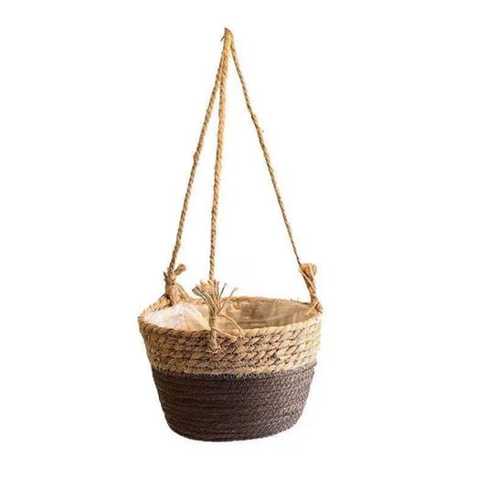 Macrame Hanging Planter, Jute Rope Woven Plant Basket for Indoor & Outdoor Use