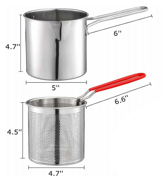 Deep Frying Pot Kitchen Fryer With Strainer Stainless Steel