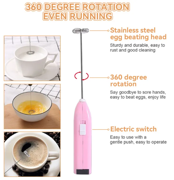 Mini Electric Whisk Foamer Blender Wireless Coffee Whisk Mixer Handheld Egg Beater