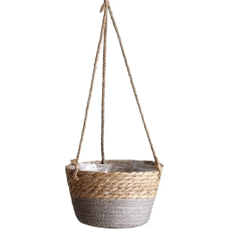 Macrame Hanging Planter, Jute Rope Woven Plant Basket for Indoor & Outdoor Use