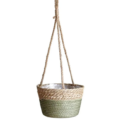 Macrame Hanging Planter, Jute Rope Woven Plant Basket for Indoor & Outdoor Use