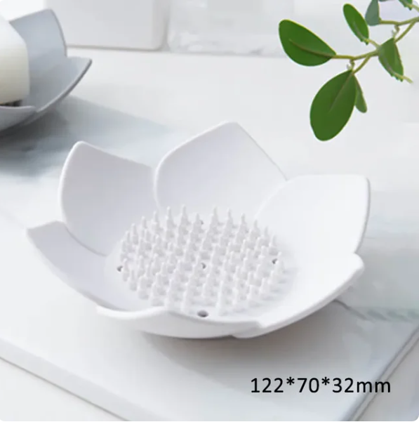 Lotus Flower Soap Dish Non-Slip Bathroom Shower Soap Tray Kitchen Silicone Sinks