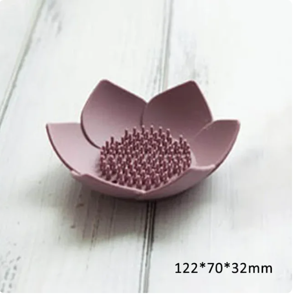 Lotus Flower Soap Dish Non-Slip Bathroom Shower Soap Tray Kitchen Silicone Sinks