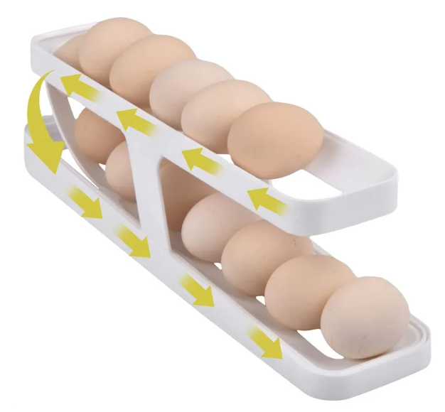 Automatic Scrolling Egg Rack Holder Storage Organizer Rolldown Refrigerator Box