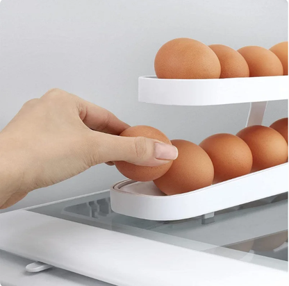 Automatic Scrolling Egg Rack Holder Storage Organizer Rolldown Refrigerator Box